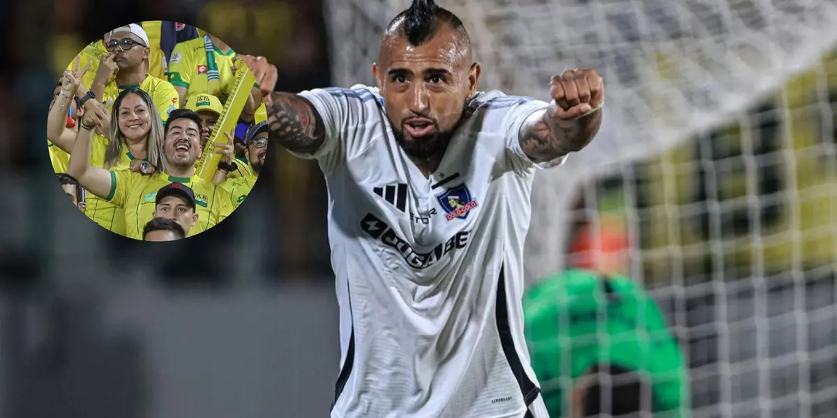 Arturo Vidal e hinchas de Atlético Bucaramanga (Foto tomada de: T13/Atlético Bucaramanga)