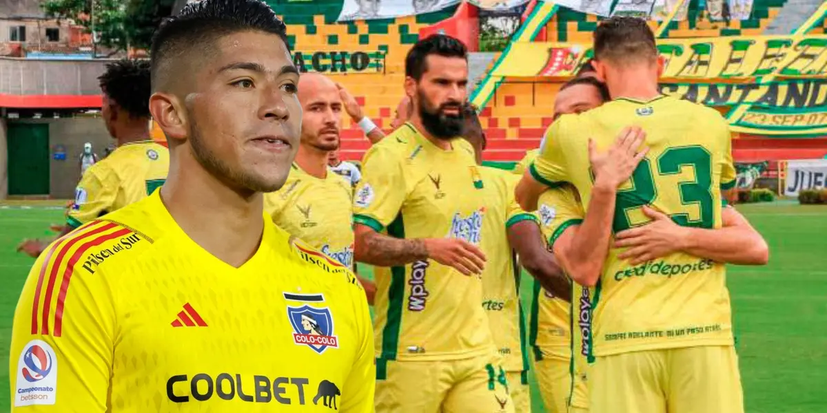 Brayan Cortés y jugadores de Atlético Bucaramanga (Foto tomada de: Cesar/Sentimiento)