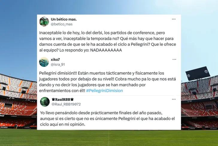 Comentarios de los hinchas del Betis contra Manuel Pellegrini (Foto tomada de: X)