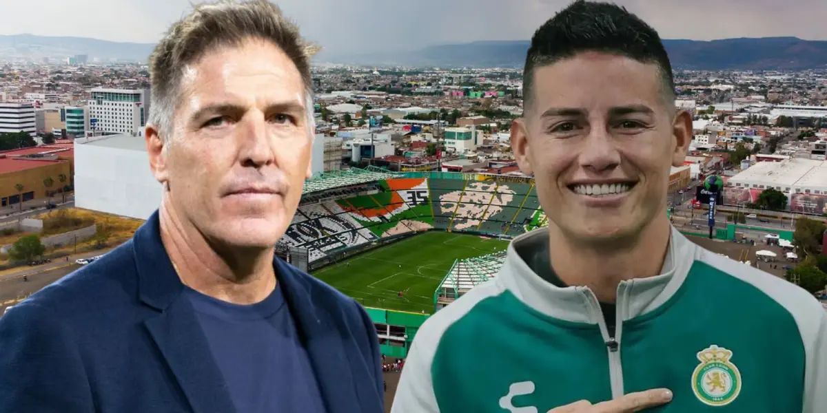 Eduardo Berizzo y James Rodríguez (Foto tomada de: León/Infinita)