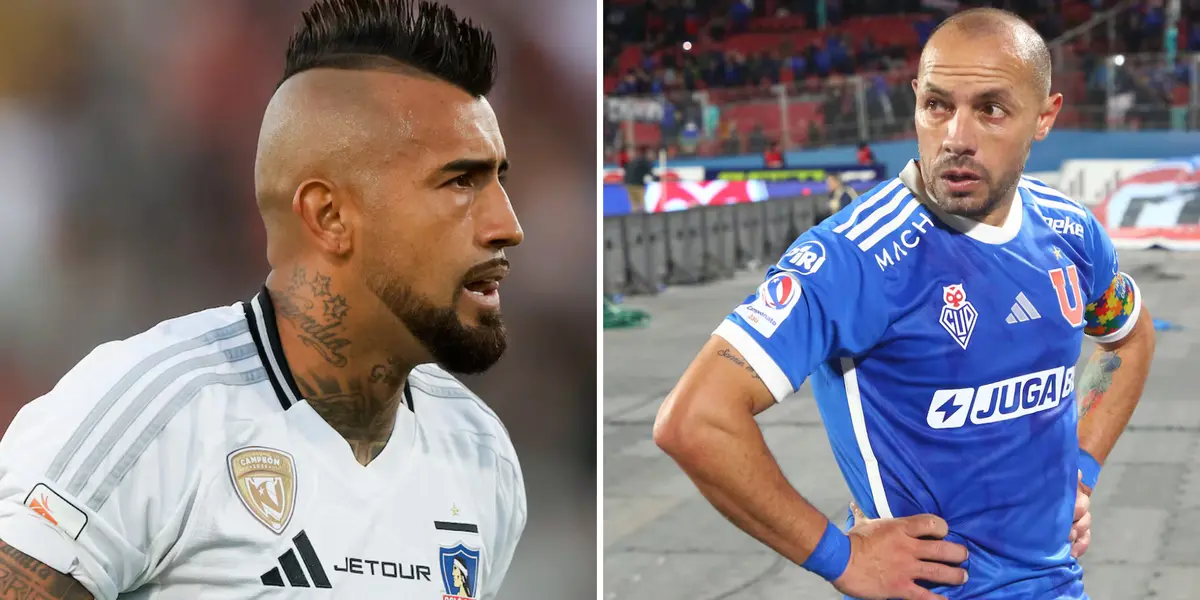 Marcelo Díaz y Arturo Vidal (Foto tomada de: Universidad de Chile/Colo-Colo)