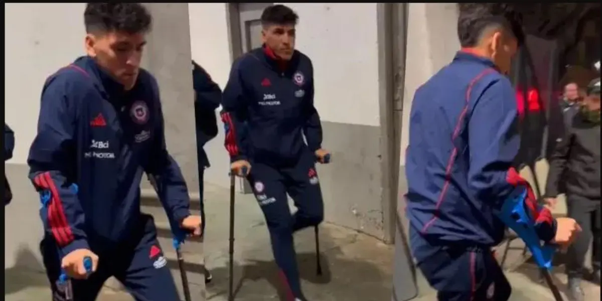 El futbolista de la Selección chilena tuvo que salir en muletas.