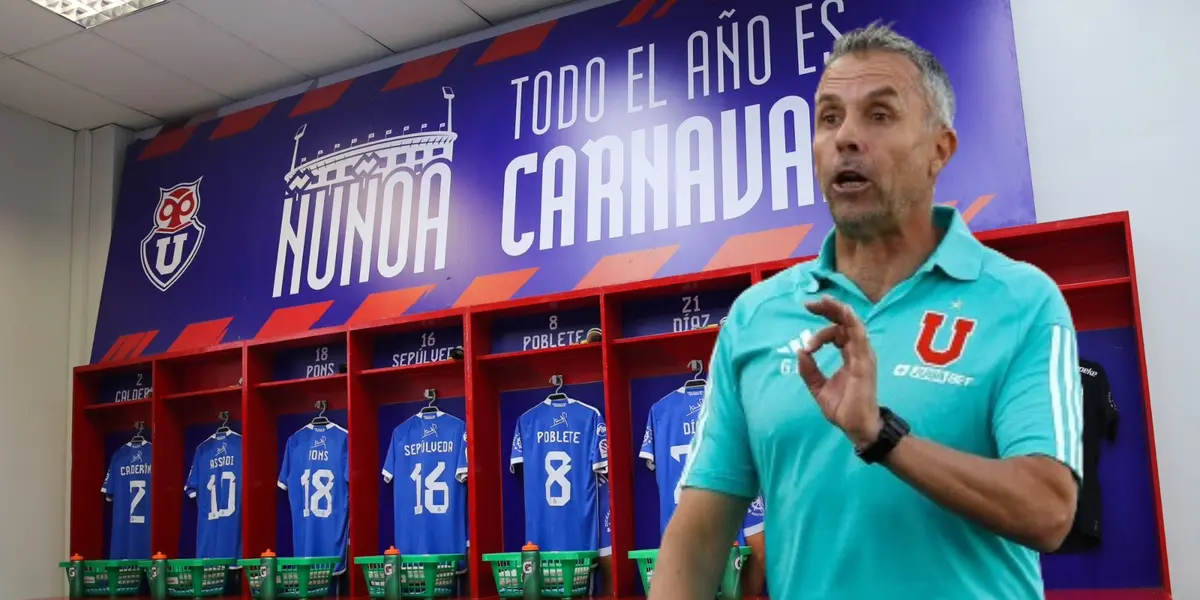 Gustavo Álvarez en el camarín de Universidad de Chile. 