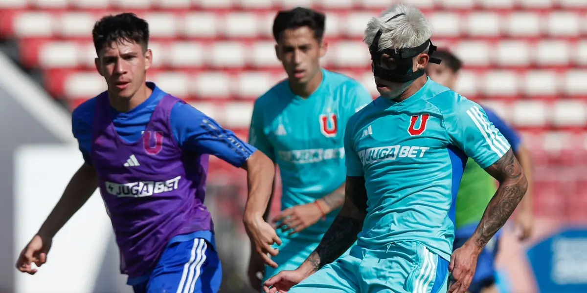 Maximiliano Guerrero en un entrenamiento con Universidad de Chile. 